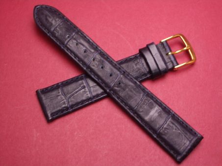 Leder-Armband, signiert: Graf, 18mm im Verlauf auf 16mm, Krokoprägung  Farbe: dunkelBlau 