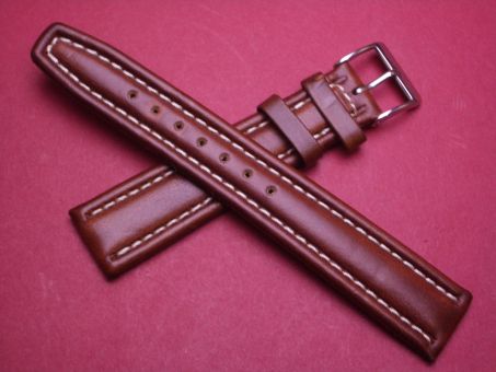 Leder-Armband Graf 18mm im Verlauf auf 16mm,  Farbe: Braun weiße Naht 