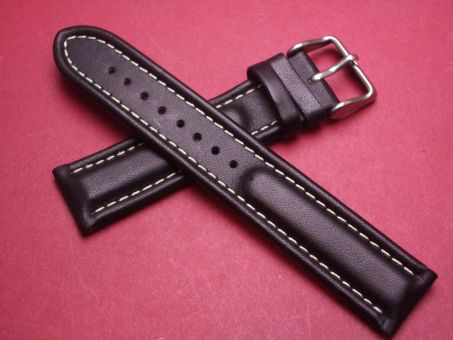 Leder-Armband 18mm Farbe: Schwarz weiße Naht 