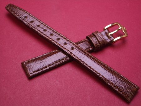 Hirsch Uhrenarmband Leder 12mm im Verlauf auf 10mm, Reptile Royal Farbe: Braun 
