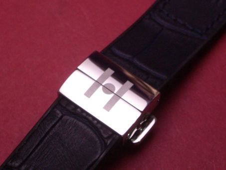 Hirsch Uhren-Armband, Leder/ Kautschuk 20mm im Verlauf 18mm der Faltschließe, Farbe: Blau 