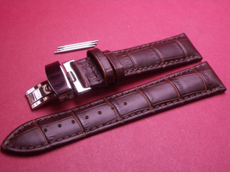 Leder-Armband mit Faltschließe und 3 Federstege Farbe: Braun Breite 18mm