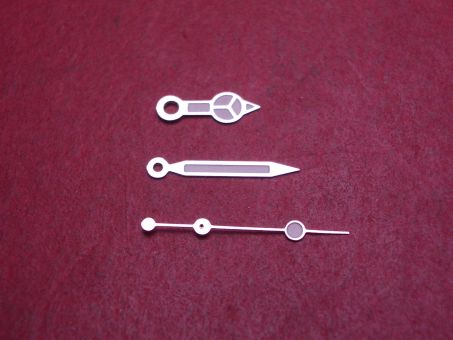 Zeigerspiel passend für Uhren der Marke Rolex, Kaliber 2030 & 2035, weiß mit Leuchtmasse 