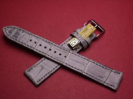 Louisiana Krokodil-Leder-Armband, 17mm im Verlauf auf 16mm Farbe: grau 
