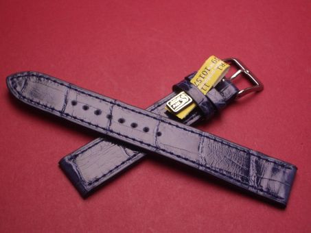 Louisiana Krokodil-Leder-Armband, 17mm im Verlauf auf 16mm Farbe: blau 