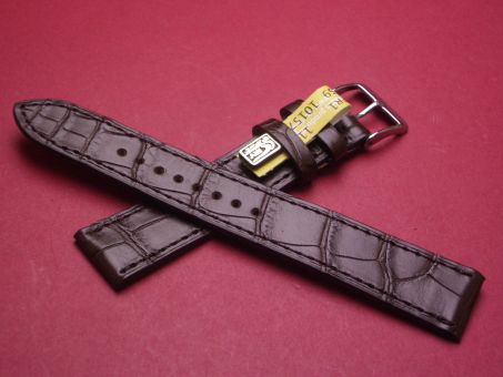 Louisiana Krokodil-Leder-Armband, 17mm im Verlauf auf 16mm Farbe: dunkel braun 