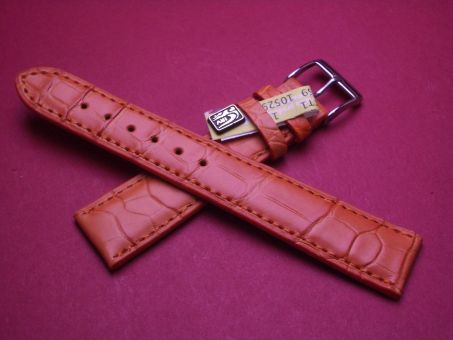 Louisiana Krokodil-Leder-Armband, 19mm im Verlauf auf 16mm, Farbe: orange 