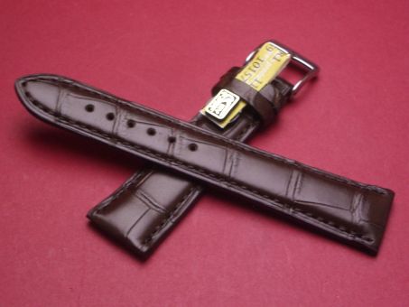 Louisiana Krokodil-Leder-Armband, 19mm im Verlauf auf 16mm, Farbe: braun (kürzeres Band) 