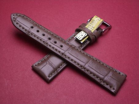 Louisiana Krokodil-Leder-Armband, 19mm im Verlauf auf 16mm, Farbe:  dunkel braun (kürzeres Band) 