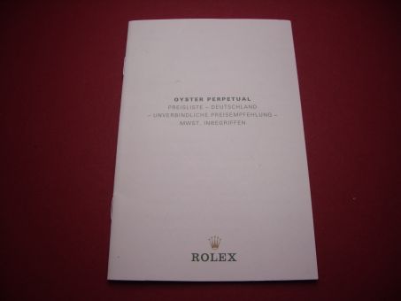 Rolex Preisliste Oyster Perpetual, deutsch, Druckdatum August 2001 