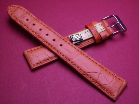 Louisiana Krokodil-Leder-Armband , 18mm im Verlauf auf 16mm Farbe: orange 
