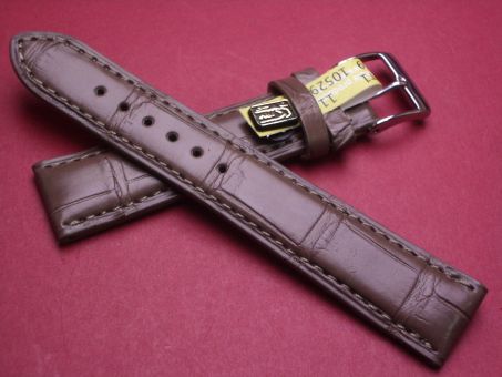 Louisiana Krokodil-Leder-Armband , 18mm im Verlauf auf 16mm Farbe: grau-braun (kürzeres Band) 