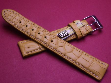 Louisiana Krokodil-Leder-Armband , 18mm im Verlauf auf 16mm Farbe: senf gelb 