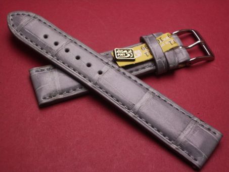 Louisiana Krokodil-Leder-Armband , 18mm im Verlauf auf 16mm Farbe: grau (kürzeres Band) 
