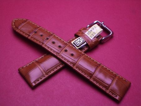 Louisiana Krokodil-Armband, 20mm im Verlauf auf 18mm, Farbe: hell braun große Narbung 