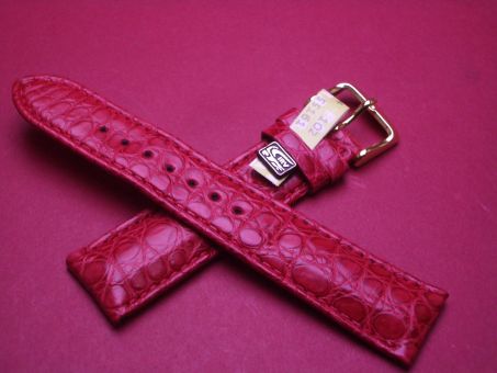 Louisiana Krokodil-Armband, 20mm im Verlauf auf 18mm, Farbe: rot 