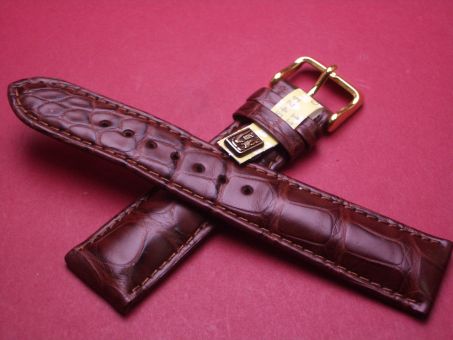 Louisiana Krokodil-Armband, 20mm im Verlauf auf 18mm, Farbe: braun große Narbung 