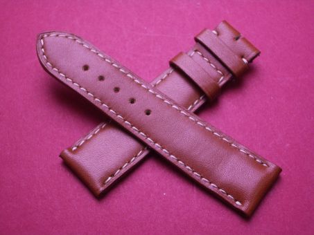 Baume & Mercier Leder-Armband, Kalbsleder, 18mm im Verlauf auf 16mm, Farbe: braun mit heller Naht 