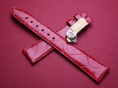 Baume & Mercier Leder-Armband, Krokodilleder, 17mm im Verlauf auf 14mm, Farbe: rot 