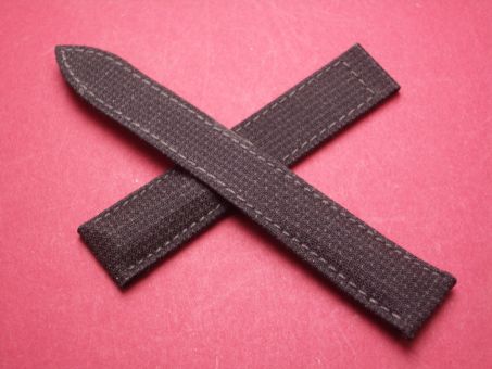 Baume & Mercier Leder-Armband, Kalbsleder mit Textilbezug, 18mm im Verlauf auf 16mm, Farbe: schwarz/grau 