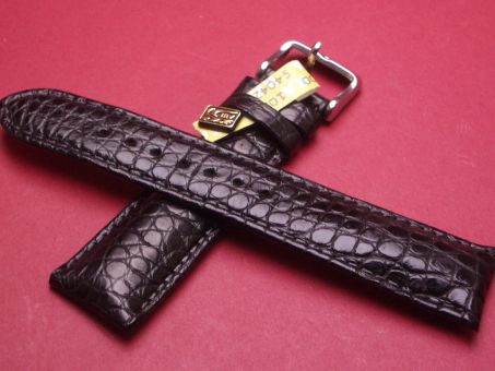 Louisiana Krokodil-Leder-Armband 22mm im Verlauf auf 18mm, Farbe: schwarz 
