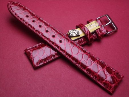 Louisiana Krokodil-Leder-Armband, 19mm im Verlauf auf 16mm, Farbe: rot glänzend 