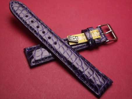 Louisiana Krokodil-Leder-Armband, 19mm im Verlauf auf 16mm, Farbe: dunkelblau glänzend 
