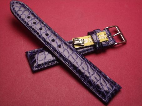 Louisiana Krokodil-Leder-Armband, 19mm im Verlauf auf 16mm, Farbe: dunkelblau glänzend 