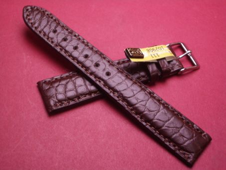 Louisiana Krokodil-Leder-Armband, 19mm im Verlauf auf 16mm, Farbe: dunkelbraun matt 