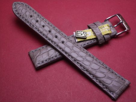 Louisiana Krokodil-Leder-Armband, 18mm im Verlauf auf 16mm, Farbe: grau matt 