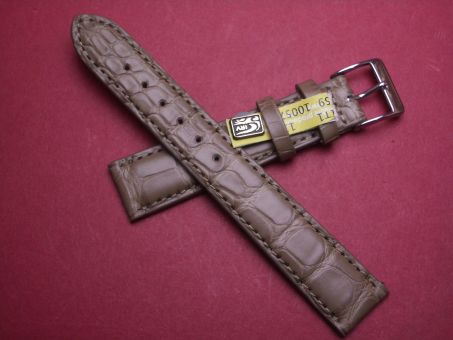 Louisiana Krokodil-Leder-Armband, 18mm im Verlauf auf 16mm, Farbe: taupe matt (große Narbung) 