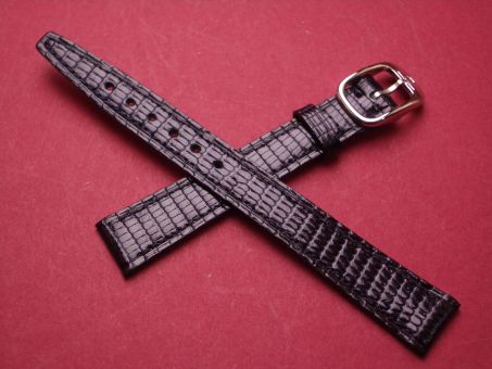 Baume & Mercier Leder-Armband, Eidechsenleder, 13mm im Verlauf auf 10mm, Farbe: schwarz 