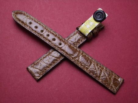 Baume & Mercier Leder-Armband, Krokodilleder, 13mm im Verlauf auf 12mm, Farbe: braun 