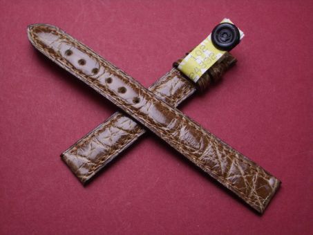 Baume & Mercier Leder-Armband, Krokodilleder, 13mm im Verlauf auf 12mm, Farbe: braun 