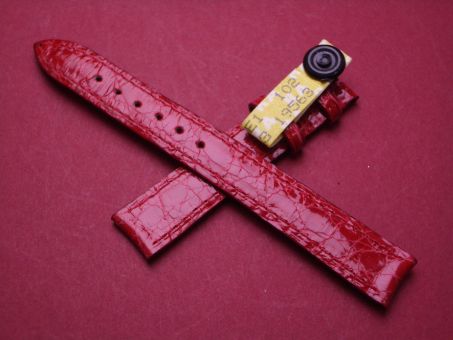 Baume & Mercier Leder-Armband, Krokodilleder, 13mm im Verlauf auf 12mm, Farbe: rot 