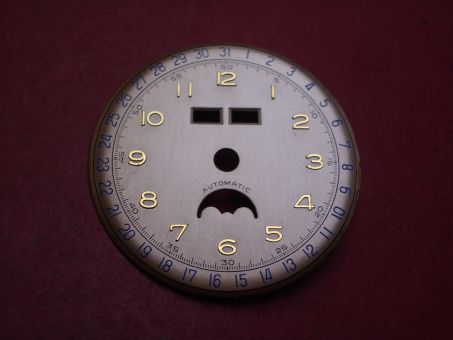 Venus Zifferblatt für Kal. 203 oder 204 (Basiskaliber 180), Ø 31,4mm, gold/blau, NOS (New Old Stock) 