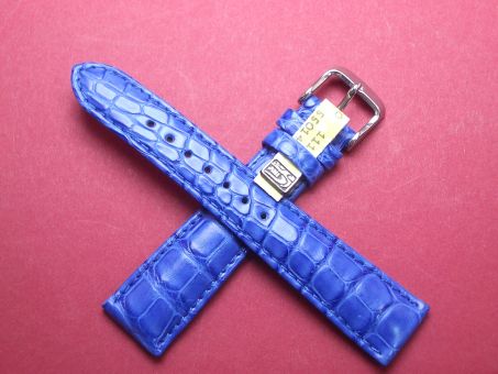 Louisiana Krokodil-Leder-Armband 20mm im Verlauf auf 16mm Farbe: Blau 