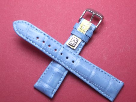 Louisiana Krokodil-Leder-Armband 20mm im Verlauf auf 16mm Farbe: hell blau 