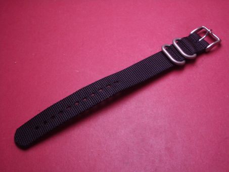 Nato-Armband, Nylonband, Durchzugsband 18mm, Farbe: Schwarz 