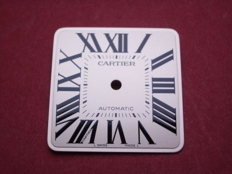 Cartier Zifferblatt, silbern opalisierend, 25,8mm x 25,8mm, für Santos 100 GM, für Kal. 049 & techn. Referenz: 2656, 2657, 2792, 2819, MX002WP4 