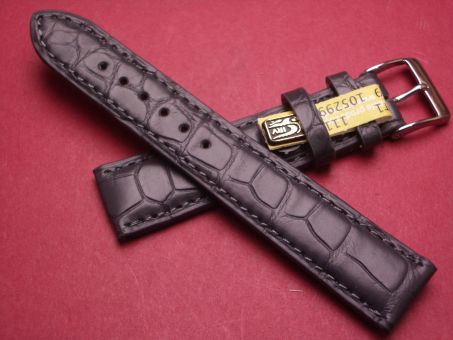 Louisiana Krokodil-Leder-Armband, 18mm im Verlauf auf 16mm, Farbe: grau matt (große Narbung) 