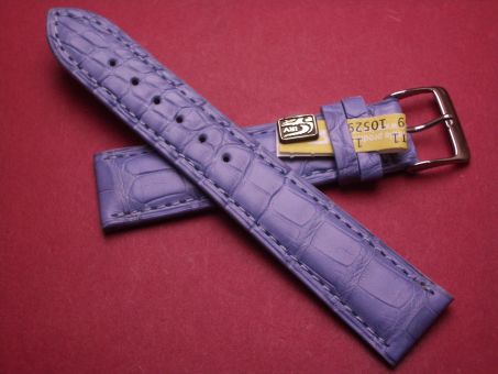 Louisiana Krokodil-Armband, 20mm im Verlauf auf 18mm Farbe: hellblau matt (große Narbung) 