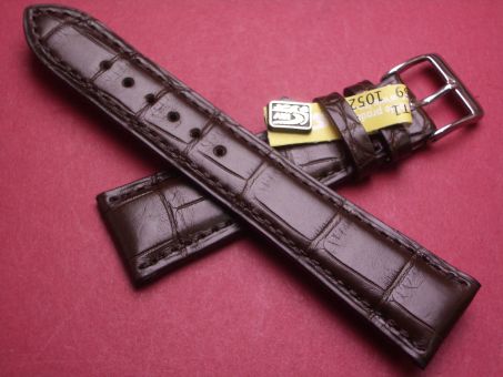 Louisiana Krokodil-Armband, 20mm im Verlauf auf 16mm Farbe: dunkelbraun matt (große Narbung) 