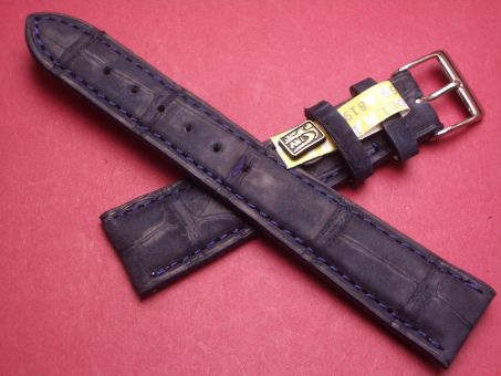 Louisiana Krokodil-Armband, 20mm im Verlauf auf 16mm Farbe: dunkelbraun matt/samt (große Narbung 