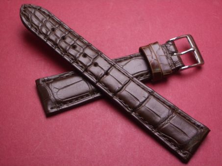 Louisiana Krokodil-Armband, 20mm im Verlauf auf 16mm Farbe: dunkelbraun matt (große Narbung) 