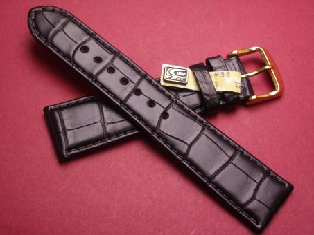 Louisiana Krokodil-Leder-Armband 21mm im Verlauf auf 18mm Farbe: schwarz matt (große Narbung) 