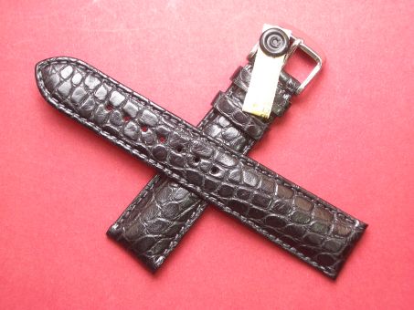 Louisiana Krokodil-Leder-Armband, 20mm im Verlauf auf 18mm Farbe: Schwarz 