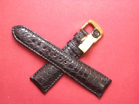 Louisiana Krokodil-Leder-Armband 22mm im Verlauf auf 18mm, Farbe: Schwarz 