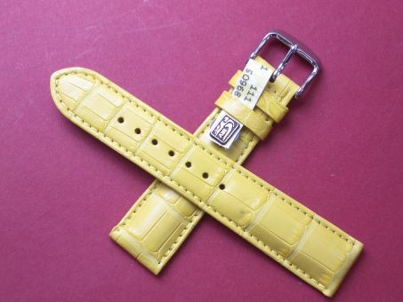 Louisiana Krokodil-Leder-Armband, Signiert: Graf, 20mm im Verlauf auf 18mm Farbe: Gelb 