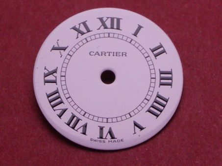 Cartier Zifferblatt, glänzend weiß, für Vendome & VLC PM, Kal. 067, techn. Referenz: 0035, 0036, 27212300 